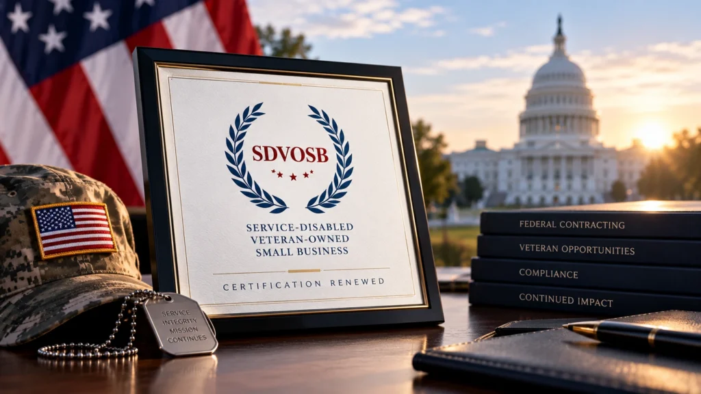 SDVOSB Certification Renewed for Continued Set-Aside Eligibility